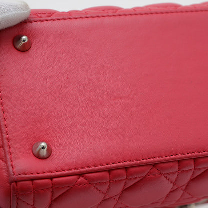 レディディオール カナージュ 2WAYショルダーバッグ ラムスキン ピンク ハンドバッグ