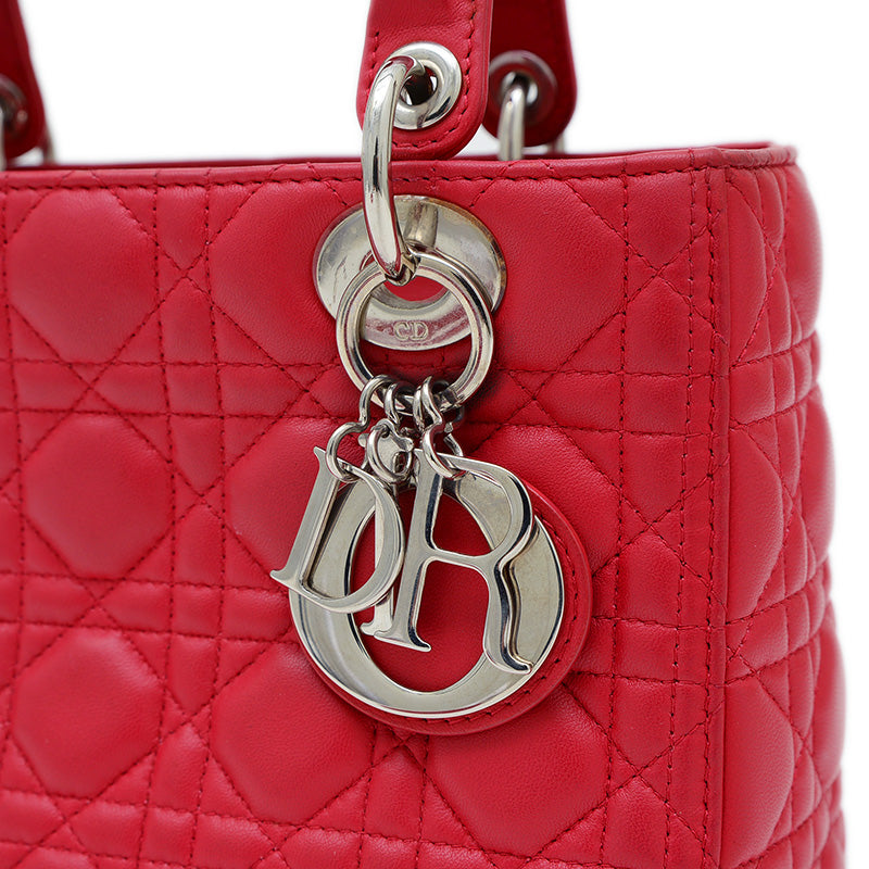 レディディオール カナージュ 2WAYショルダーバッグ ラムスキン ピンク ハンドバッグ