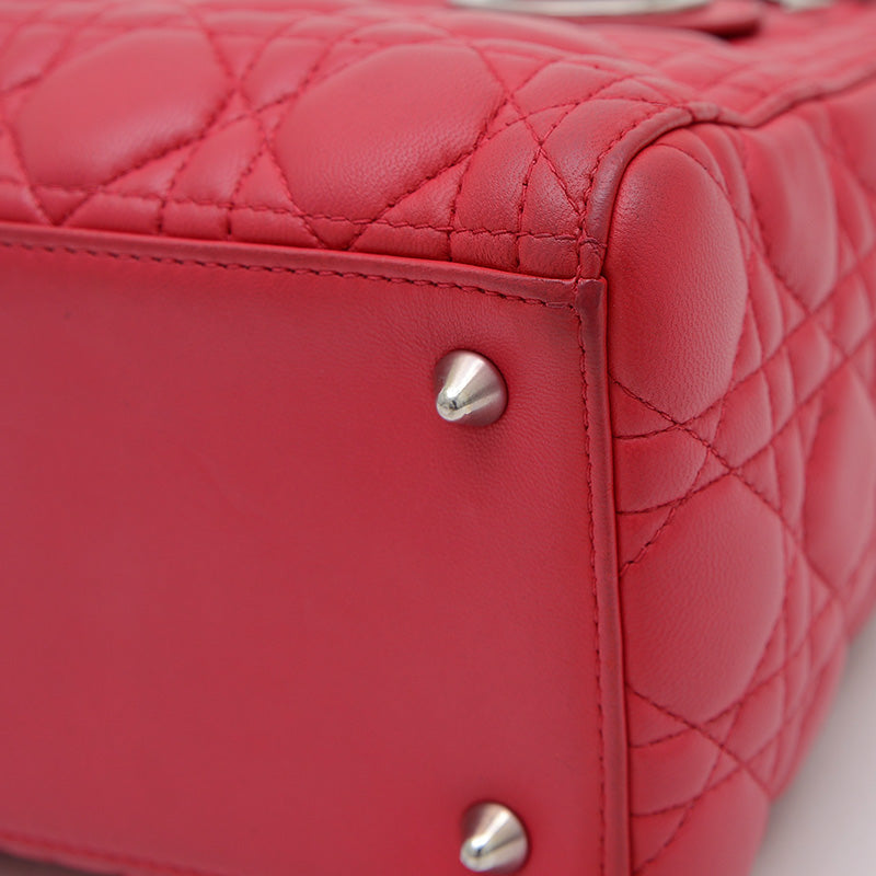 レディディオール カナージュ 2WAYショルダーバッグ ラムスキン ピンク ハンドバッグ