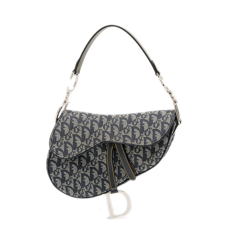 サドルバッグ トロッター ショルダーバッグ キャンバス/レザー ネイビー ハンドバッグ