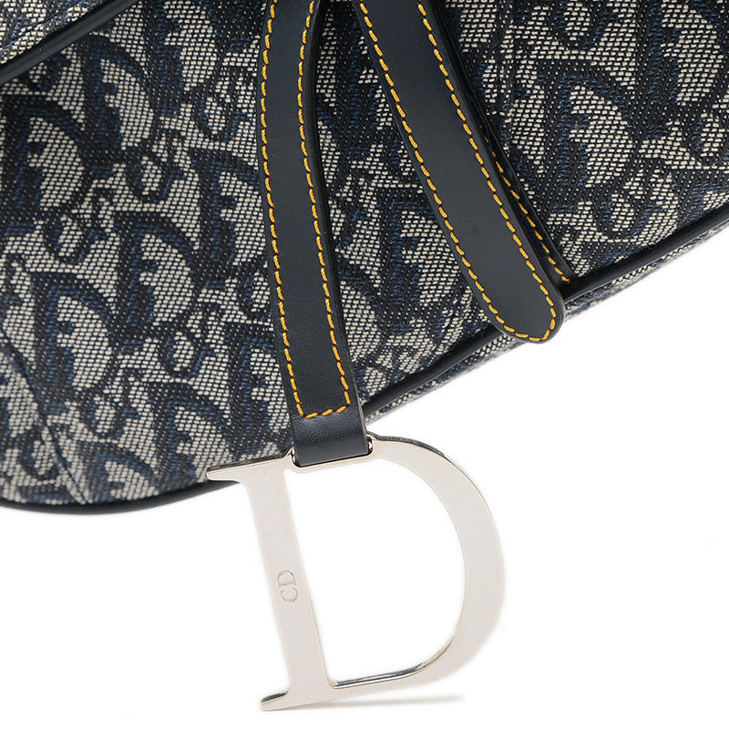 サドルバッグ トロッター ショルダーバッグ キャンバス/レザー ネイビー ハンドバッグ