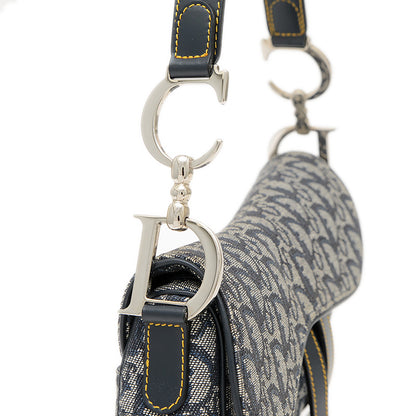 サドルバッグ トロッター ショルダーバッグ キャンバス/レザー ネイビー ハンドバッグ