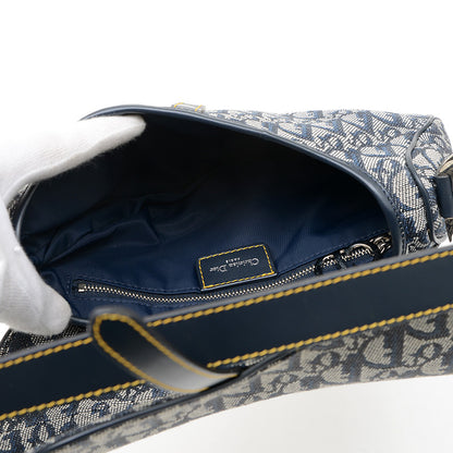 サドルバッグ トロッター ショルダーバッグ キャンバス/レザー ネイビー ハンドバッグ