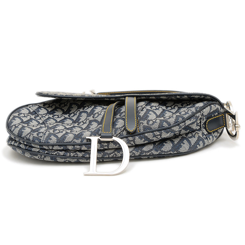 サドルバッグ トロッター ショルダーバッグ キャンバス/レザー ネイビー ハンドバッグ