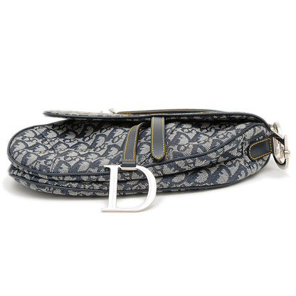 サドルバッグ トロッター ショルダーバッグ キャンバス/レザー ネイビー ハンドバッグ