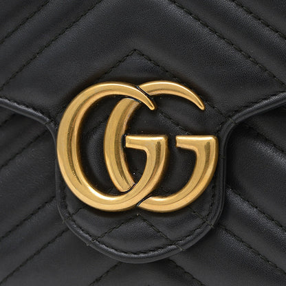 GGマーモント チェーンショルダー ウォレット クラッチ カーフ ブラック 474575 ショルダーバッグ