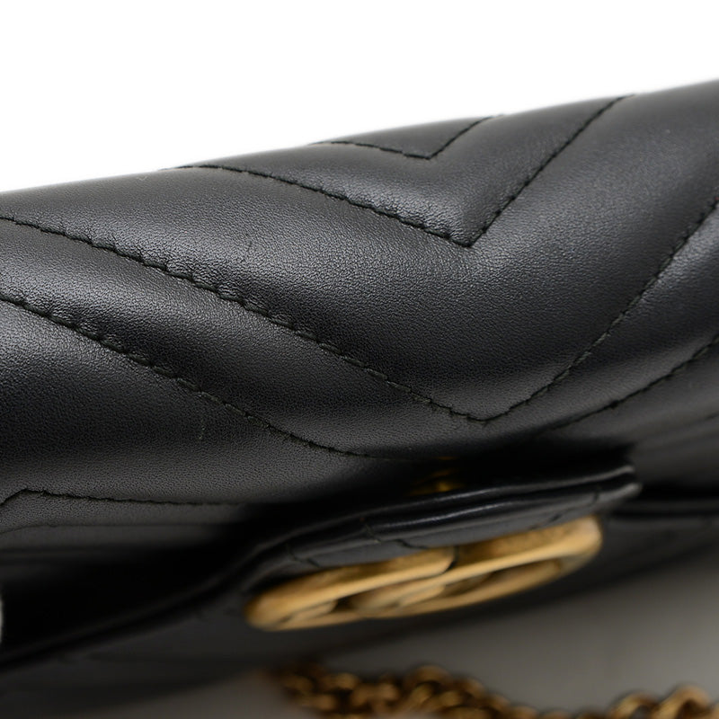 GGマーモント チェーンショルダー ウォレット クラッチ カーフ ブラック 474575 ショルダーバッグ