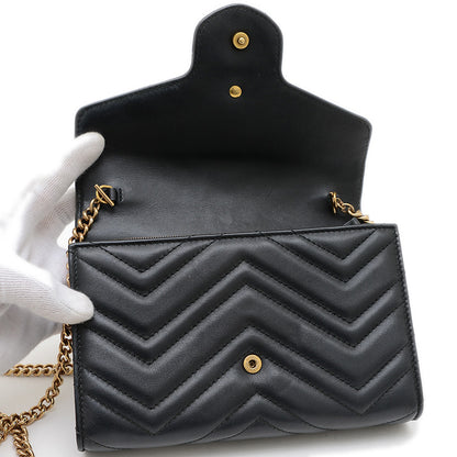 GGマーモント チェーンショルダー ウォレット クラッチ カーフ ブラック 474575 ショルダーバッグ