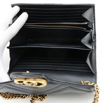 GGマーモント チェーンショルダー ウォレット クラッチ カーフ ブラック 474575 ショルダーバッグ