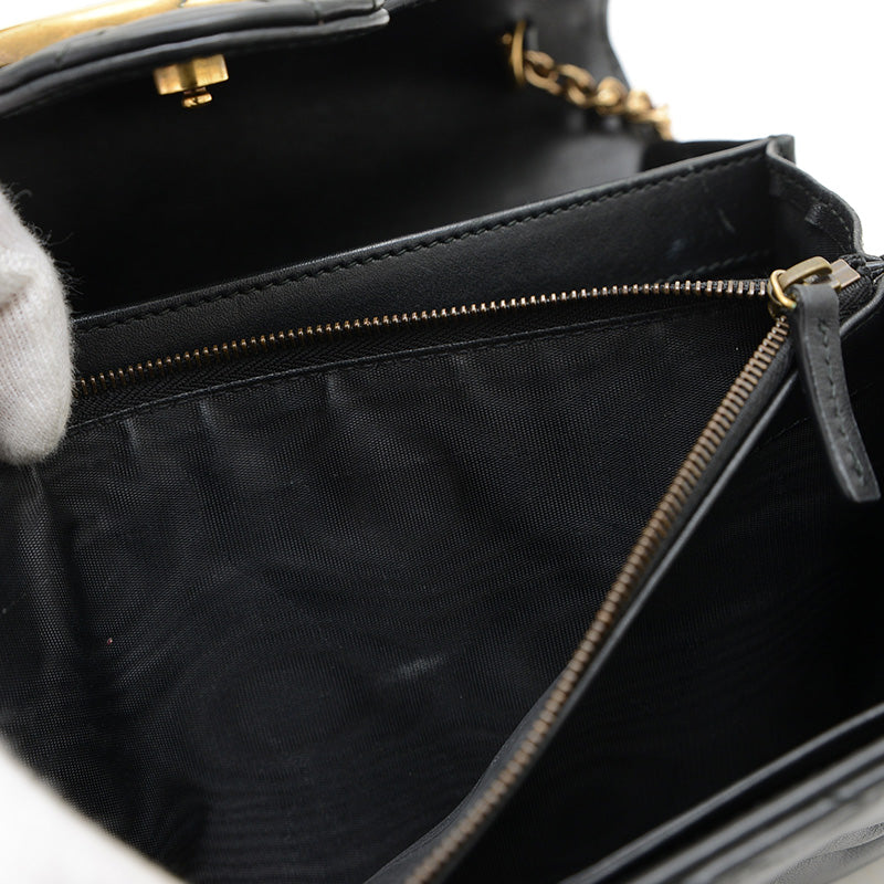 GGマーモント チェーンショルダー ウォレット クラッチ カーフ ブラック 474575 ショルダーバッグ