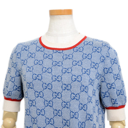 ニットワンピース GG ウール混 ブルー Mサイズ 579787 ワンピース