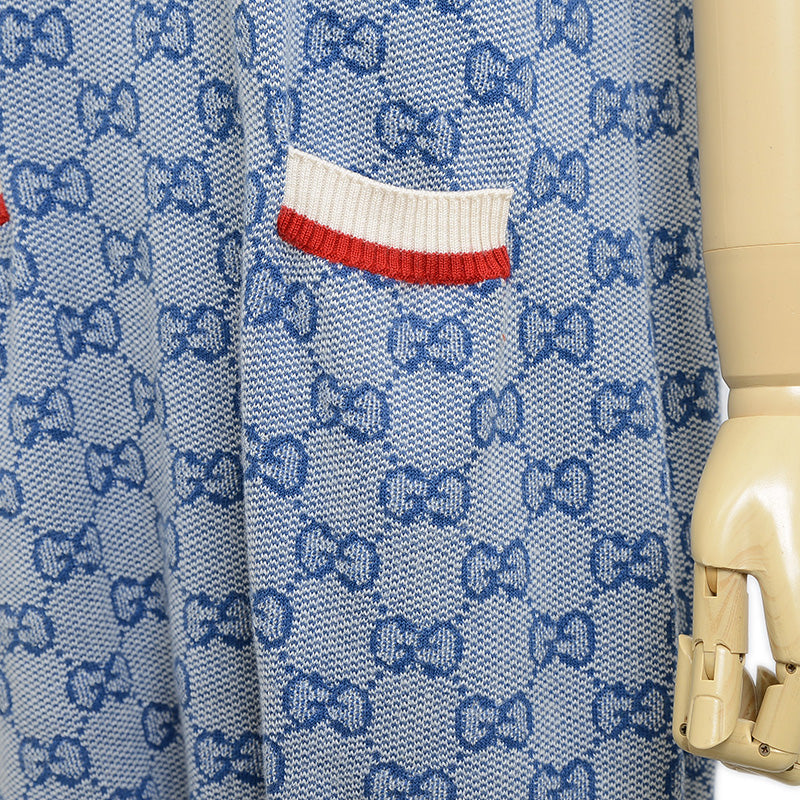 ニットワンピース GG ウール混 ブルー Mサイズ 579787 ワンピース