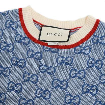 ニットワンピース GG ウール混 ブルー Mサイズ 579787 ワンピース