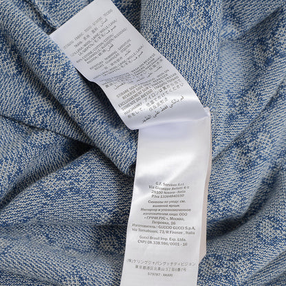 ニットワンピース GG ウール混 ブルー Mサイズ 579787 ワンピース