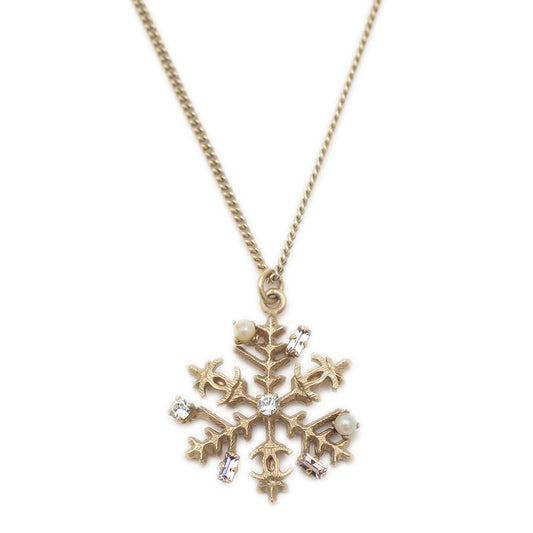 スノーフレーク ネックレス ラインストーン シルバー 05A ネックレス