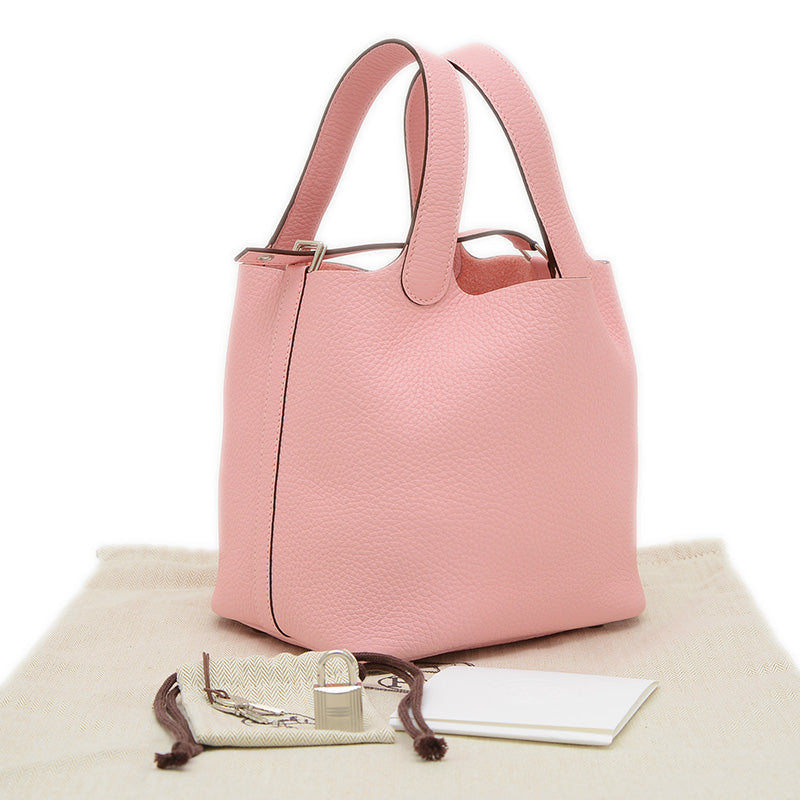 ピコタンロック PM 18 トリヨン ローズサクラ シルバー金具 K刻印 ハンドバッグ