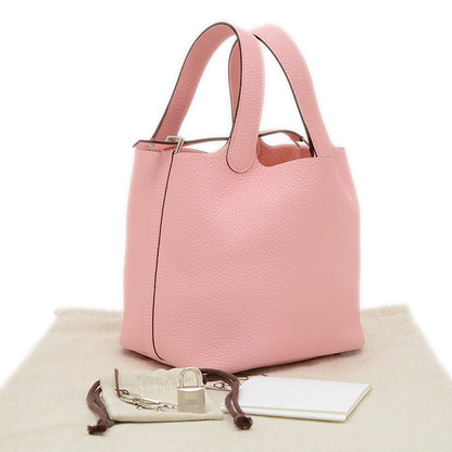 ピコタンロック PM 18 トリヨン ローズサクラ シルバー金具 K刻印 ハンドバッグ