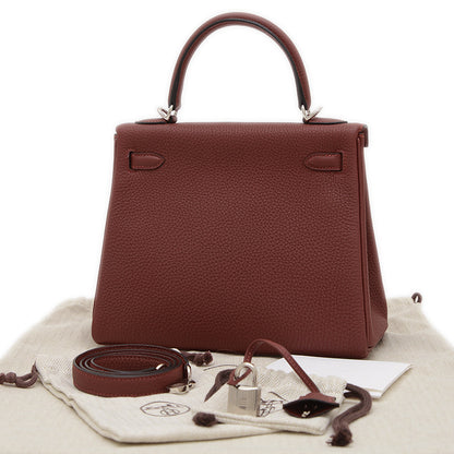 ケリー25 内縫い トゴ ルージュアッシュ シルバー金具 W刻印 ハンドバッグ