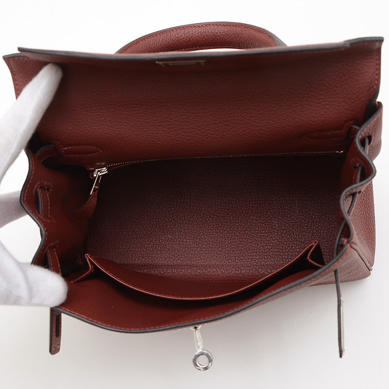 ケリー25 内縫い トゴ ルージュアッシュ シルバー金具 W刻印 ハンドバッグ