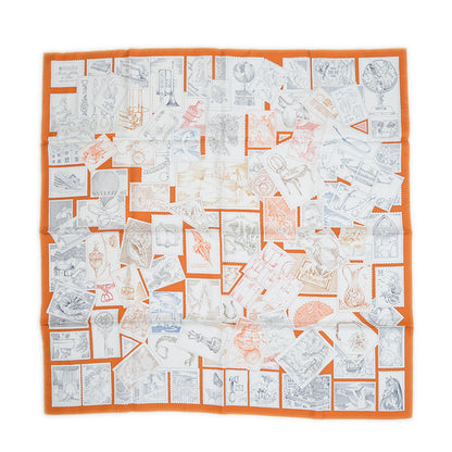 カレ90 フォーブルの切手愛好家 オランジュキュイ/ホワイト/グレー スカーフ