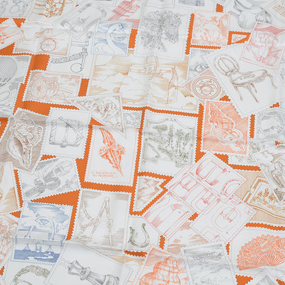 カレ90 フォーブルの切手愛好家 オランジュキュイ/ホワイト/グレー スカーフ