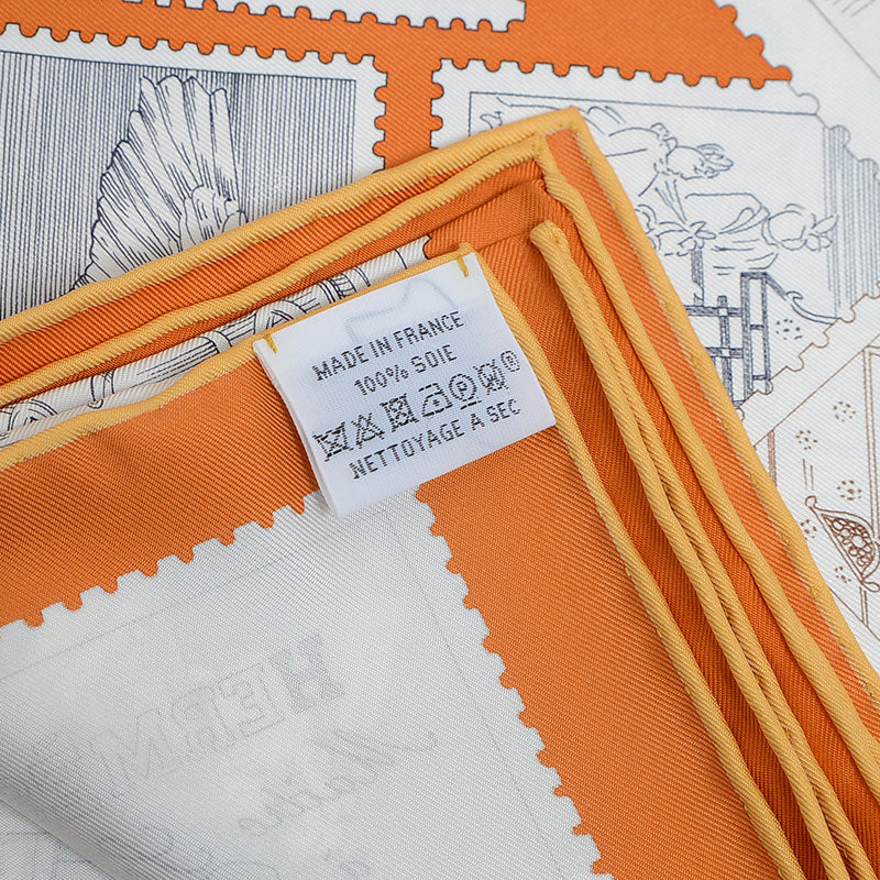 カレ90 フォーブルの切手愛好家 オランジュキュイ/ホワイト/グレー スカーフ