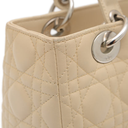 レディディオール カナージュ ミディアム 2WAYバッグ ラムスキン ベージュ ハンドバッグ