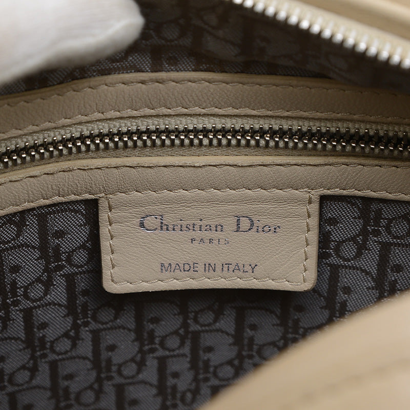 レディディオール カナージュ ミディアム 2WAYバッグ ラムスキン ベージュ ハンドバッグ