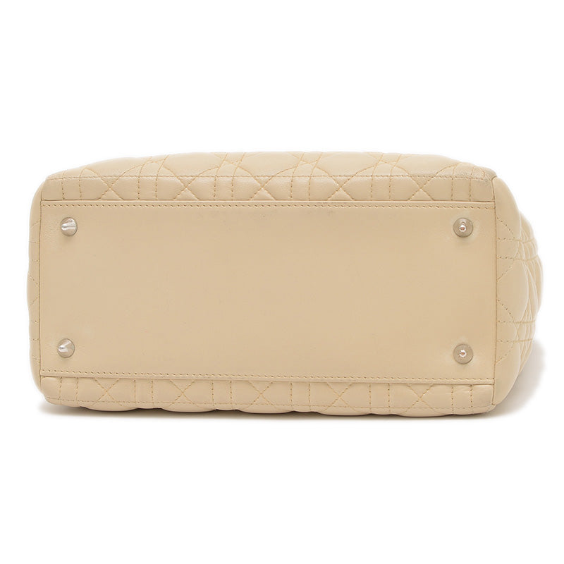 レディディオール カナージュ ミディアム 2WAYバッグ ラムスキン ベージュ ハンドバッグ