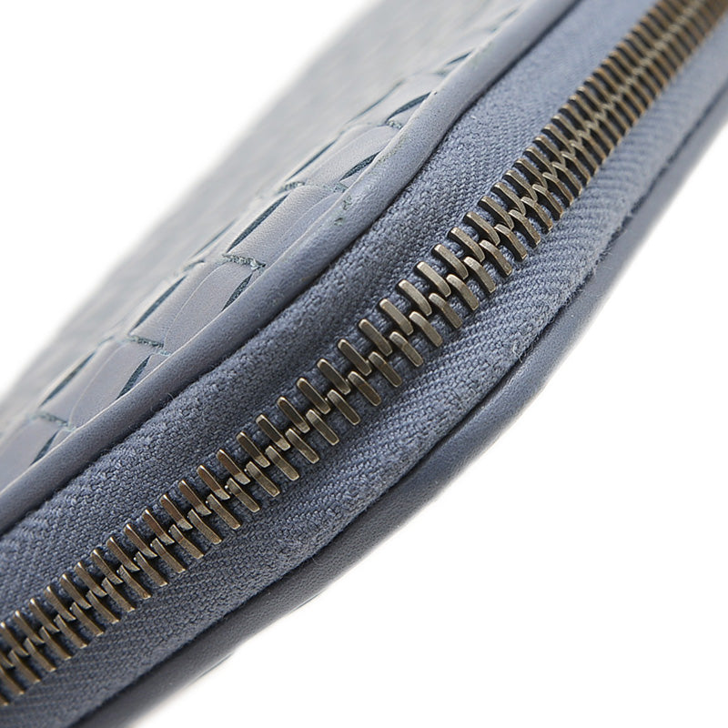 イントレチャート ラウンドファスナー長財布 レザー ブルー 長財布