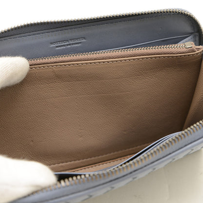 イントレチャート ラウンドファスナー長財布 レザー ブルー 長財布