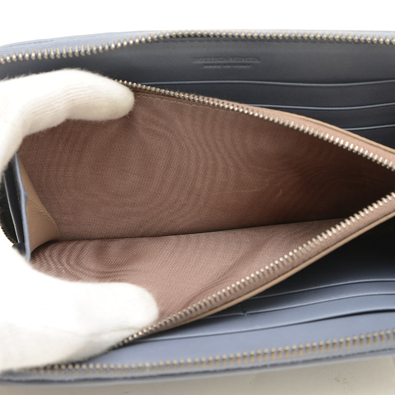 イントレチャート ラウンドファスナー長財布 レザー ブルー 長財布