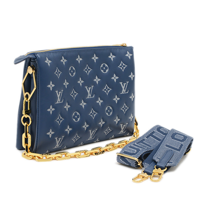 モノグラム クッサンPM 2WAYバッグ レザー ネイビーブルー　M59392 ショルダーバッグ