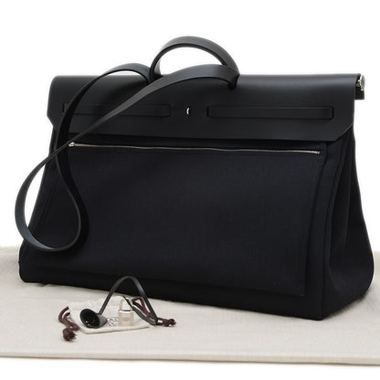 エールバッグジップ50 トワル ブラック シルバー金具 D刻印 ハンドバッグ