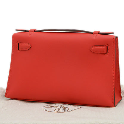 ポシェットケリー スイフト ルージュクー ゴールド金具 K刻印 ハンドバッグ