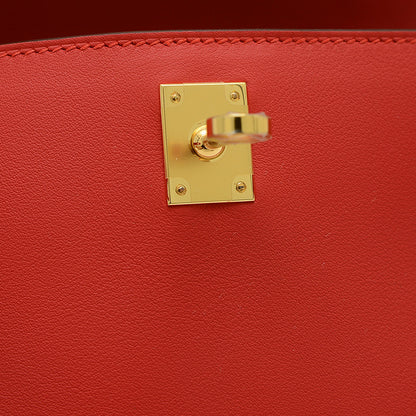 ポシェットケリー スイフト ルージュクー ゴールド金具 K刻印 ハンドバッグ