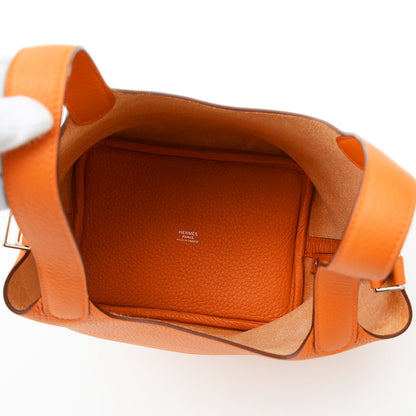 ピコタンロック PM 18 トリヨン オレンジ シルバー金具 W刻印 ハンドバッグ