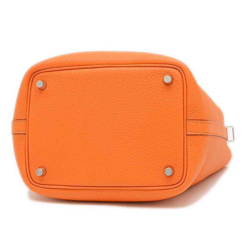 ピコタンロック PM 18 トリヨン オレンジ シルバー金具 W刻印 ハンドバッグ