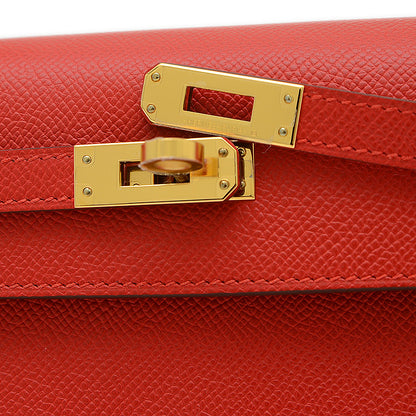 ケリー25 外縫い エプソン ルージュラデュー ゴールド金具 K刻印 ハンドバッグ