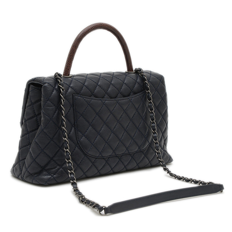 トップハンドル 2WAYバッグ キャビアスキン ネイビー A92992 ショルダーバッグ