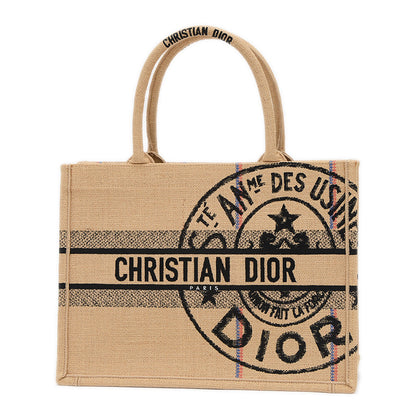 ブックトート ミディアム ユニオン モチーフ ベージュ ジュート トートバッグ