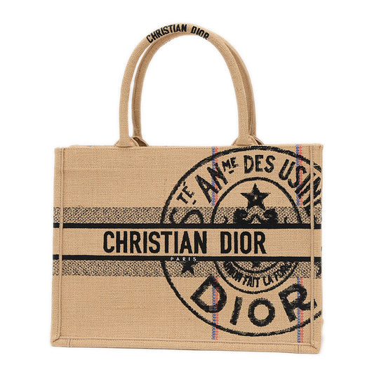 ブックトート ミディアム ユニオン モチーフ ベージュ ジュート トートバッグ