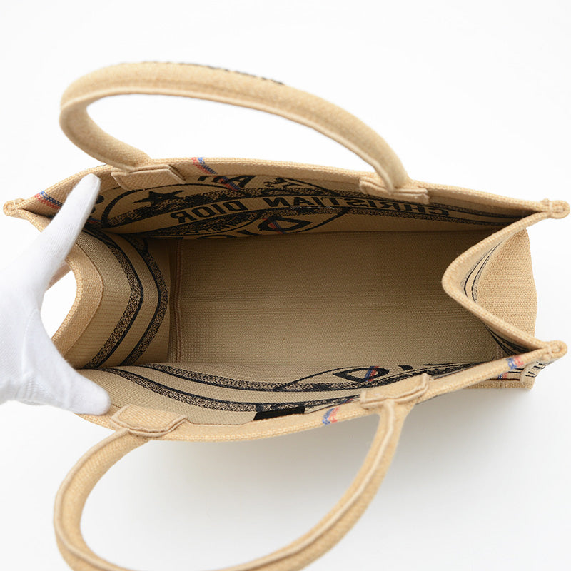 ブックトート ミディアム ユニオン モチーフ ベージュ ジュート トートバッグ