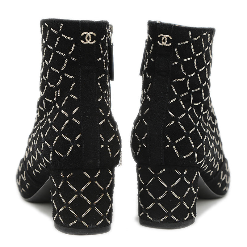 ショートブーツ マトラッセ チェーン スエード ブラック 36サイズ G31004 ブーツ