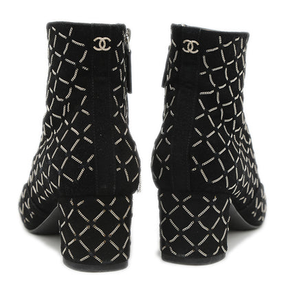 ショートブーツ マトラッセ チェーン スエード ブラック 36サイズ G31004 ブーツ