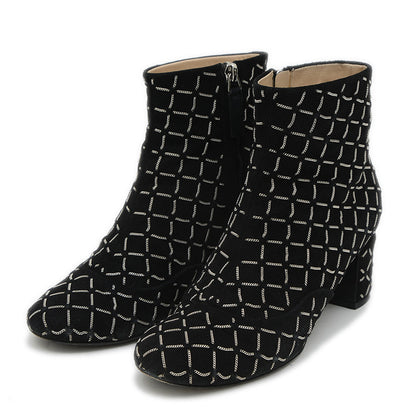 ショートブーツ マトラッセ チェーン スエード ブラック 36サイズ G31004 ブーツ