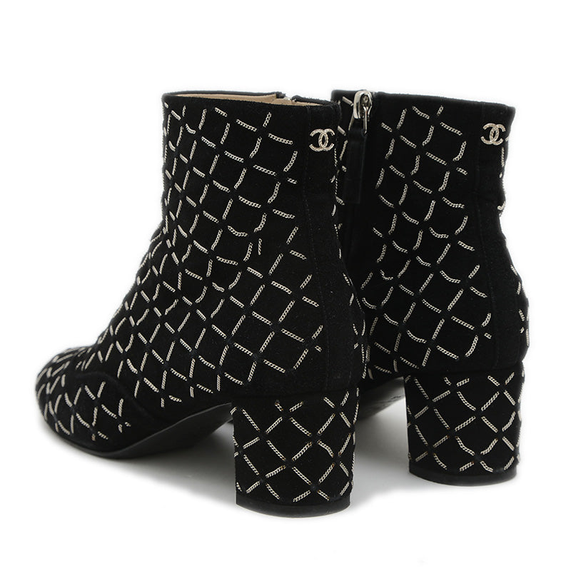 ショートブーツ マトラッセ チェーン スエード ブラック 36サイズ G31004 ブーツ