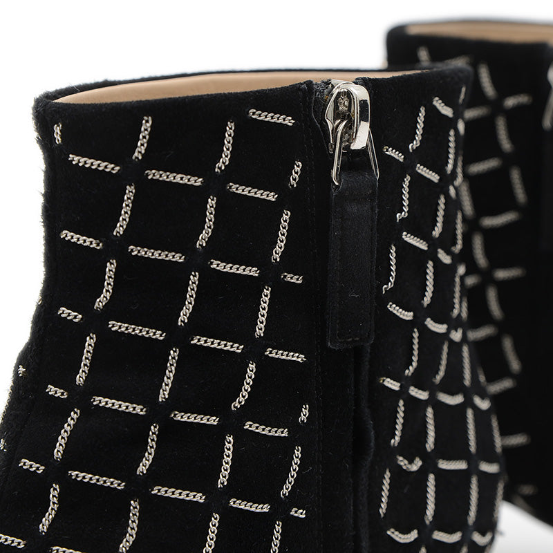 ショートブーツ マトラッセ チェーン スエード ブラック 36サイズ G31004 ブーツ