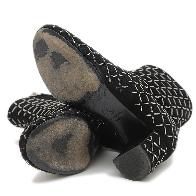 ショートブーツ マトラッセ チェーン スエード ブラック 36サイズ G31004 ブーツ