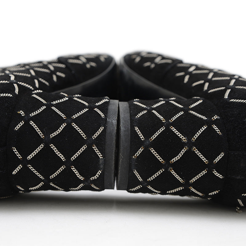 ショートブーツ マトラッセ チェーン スエード ブラック 36サイズ G31004 ブーツ